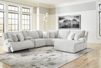 Top Tier 6-Piece Reclining Sectional with Chaise - White, Right-Arm Chaise image