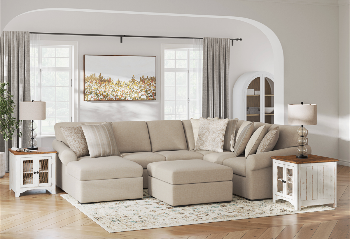 Ladymae 4 Piece Sectional with Chaise (Nuvella Performance Fabric) - Left-Arm Facing image