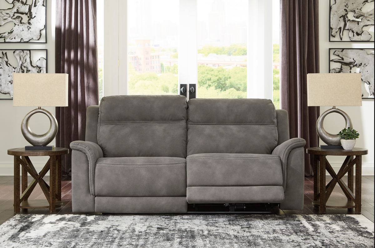 Durapella 3 Piece Sofa Set w/ Power Reclining & ADJ Headrest - Grey image