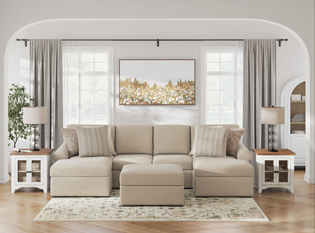Ladymae 3 Piece Double Chaise Sectional (Nuvella Performance Fabric) image 2