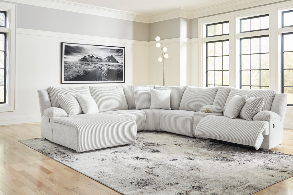 Top Tier 6-Piece Reclining Sectional with Chaise - White, Left-Arm Chaise image