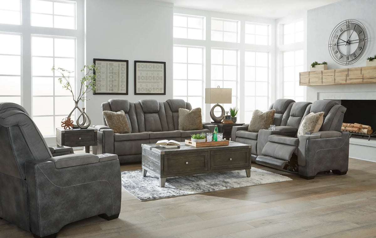 Next-Gen DuraPella PWR REC Set with sofa, loveseat, and recliner ADJ Headrest image 0
