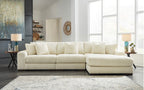 Lindyn 3 Piece Sectional w/ Chaise - Ivory, Right-Facing Chaise image
