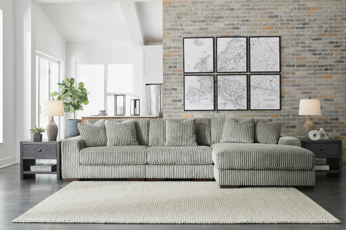 Lindyn 3 Piece Sectional w/ Chaise - Grey, Right-Facing Chaise image
